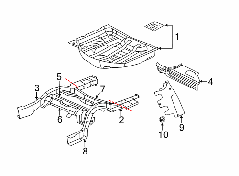 2013 Dodge Charger Rear Body - Floor & Rails Pan-Rear Floor Diagram for 68504492AA