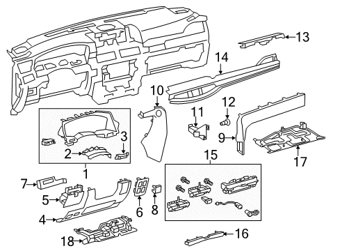 2018 Lexus LX570 Cluster & Switches, Instrument Panel Moulding Sub-Assy, Instrument Panel Diagram for 55043-60070-C0