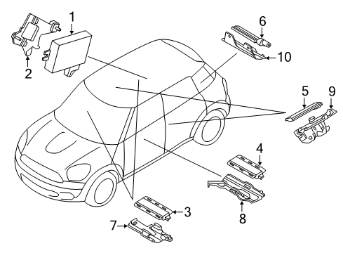 2012 Mini Cooper Keyless Entry Components Bumper Antenna Passive Access Diagram for 61356922212