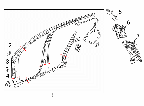 2022 GMC Terrain Uniside Gutter Diagram for 84444618