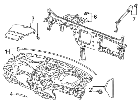 2022 Acura RDX Cluster & Switches, Instrument Panel BRACKET, COWL AS Diagram for 61312-TJB-A01