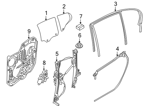 2022 BMW M8 Gran Coupe Front Door Glass & Hardware SHAFT COVER, INNER, LEFT REA Diagram for 51337435419