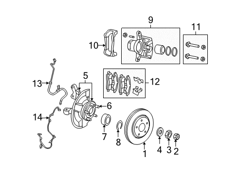 2010 Jeep Compass Front Brakes Adapter-Disc Brake CALIPER Diagram for 5191228AA