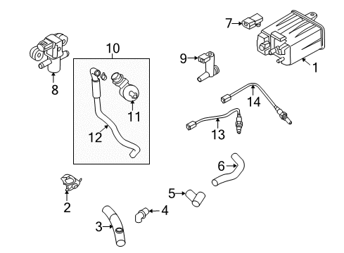 2009 Infiniti EX35 Emission Components CANISTER Assembly EVAPORATION Diagram for 14950-CG20B