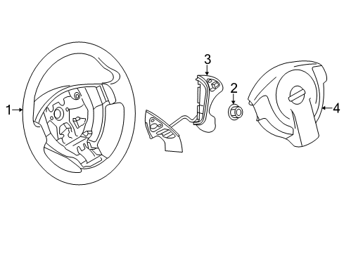 2014 Nissan Rogue Cruise Control System Switch-ASCD, Steering Diagram for 25550-4BG3A