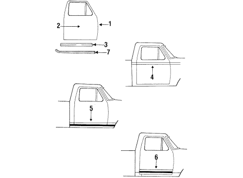 1986 Ford Ranger Door & Components, Exterior Trim Belt Weatherstrip Diagram for E9TZ-1021452-A