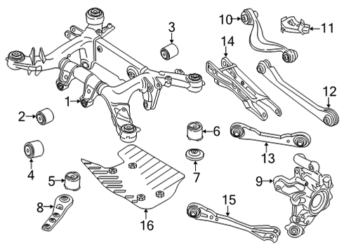 2020 BMW M8 Gran Coupe Rear Suspension, Lower Control Arm, Upper Control Arm, Ride Control, Stabilizer Bar, Suspension Components Bracket, Left Diagram for 33316878217