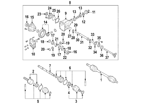 2004 Infiniti G35 Front Axle, Axle Shafts & Joints, Differential, Drive Axles, Propeller Shaft Spider Joint Diagram for 39720-51E00