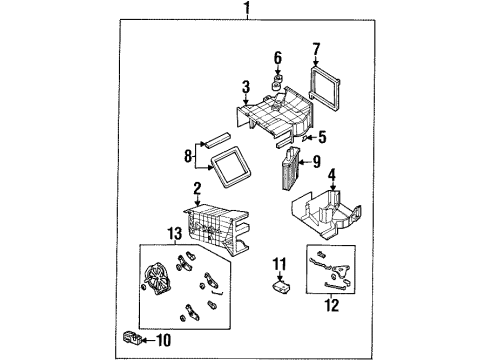 2002 Kia Sportage A/C Evaporator & Heater Components Actuator Assembly Diagram for 0K07061A35