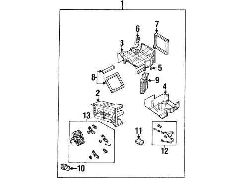 2002 Kia Sportage A/C Evaporator & Heater Components Case-Heater, RH Diagram for 0K07061A02