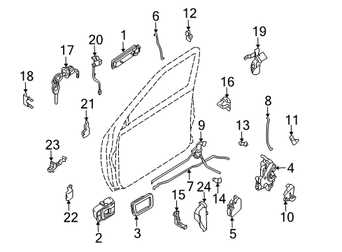 2000 Nissan Xterra Front Door Door Inside Handle Assembly, Passenger Side Diagram for 80670-3S500