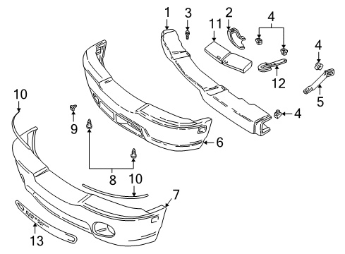 1998 GMC Sonoma Front Bumper Bracket Diagram for 12472151