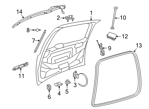 2015 Dodge Grand Caravan Gate & Hardware Handle-LIFTGATE Diagram for 1SL16KBUAF