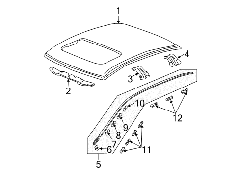 2007 Honda Accord Roof & Components, Exterior Trim Clip, T-Stud (A) (Blue) Diagram for 91570-SDA-A01