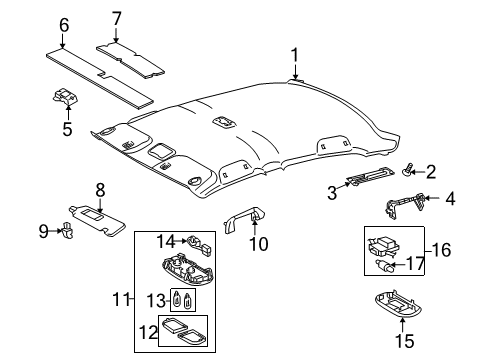 2011 Toyota Corolla Interior Trim - Roof Pad Diagram for 63355-02020