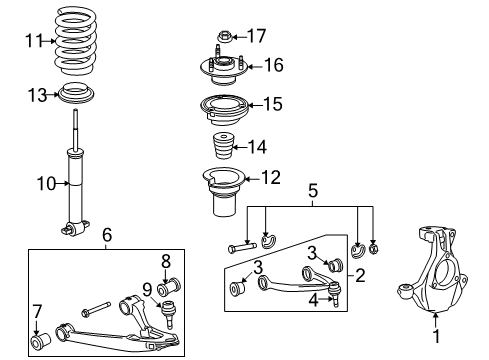 2010 GMC Yukon XL 1500 Front Suspension Components, Lower Control Arm, Upper Control Arm, Ride Control, Stabilizer Bar Strut Diagram for 20765196