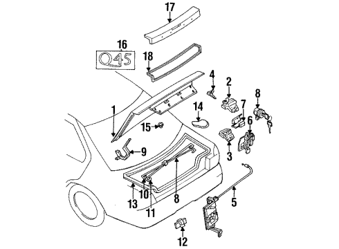 1996 Infiniti Q45 Trunk Cylinder Set-Trunk Lid Lock Diagram for 84660-60U26