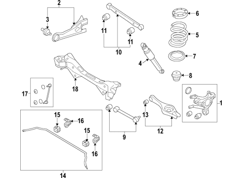 2019 Hyundai Santa Fe XL Rear Suspension Components, Lower Control Arm, Upper Control Arm, Stabilizer Bar Link Assembly-Rear Stabilizer, LH Diagram for 55530-2W000