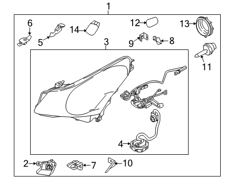 2012 Infiniti G25 Headlamps Left Headlight Assembly Diagram for 26060-1NM0C