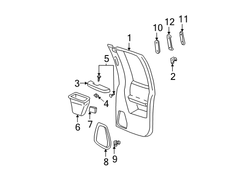 1999 GMC C1500 Interior Trim - Rear Door Armrest Asm-Rear Seat *Red Ruby Diagram for 15740732