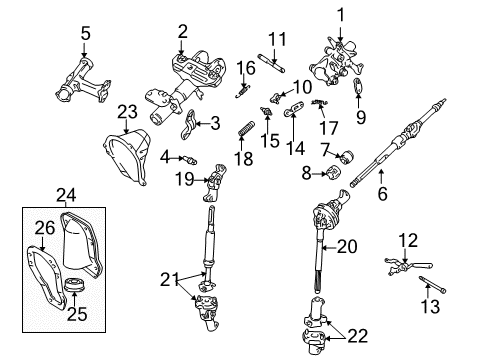 1996 Toyota Tacoma Steering Column Assembly Joint Assembly, Steering Shaft Diagram for 45290-35011