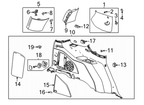 2021 Cadillac Escalade ESV Interior Trim - Quarter Panels Corner Trim Diagram for 84338069