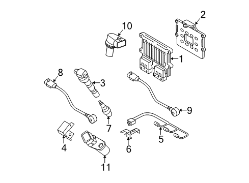 2009 Kia Sorento Powertrain Control Engine Ecm Control Module Diagram for 391063C363