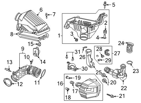 2005 Acura TSX Powertrain Control Clip, Air In. Cover Diagram for 91549-P1E-003