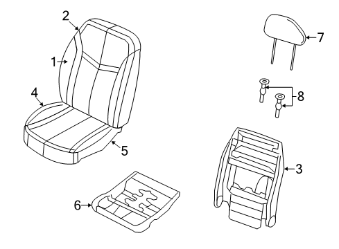 2012 Dodge Avenger Front Seat Components Seat Cushion Foam Diagram for 68141335AA