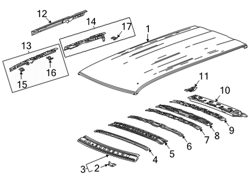 2021 GMC Yukon Roof & Components Outer Rail Diagram for 84433913