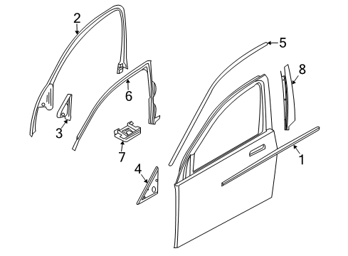 2006 BMW 760i Exterior Trim - Front Door Outer Weatherstrip, Right Diagram for 51218022206