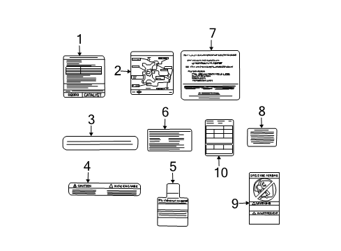 2012 Nissan Frontier Information Labels Label-Caution, Motor Fan Diagram for 21599-9FD0B