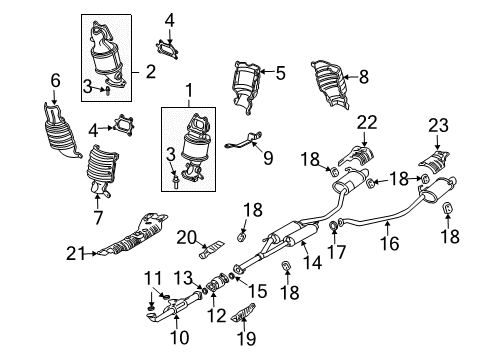 2011 Acura MDX Exhaust Components Catalytic Converter Diagram for 18160-RYE-A10