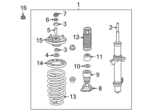 2010 Acura TL Struts & Components - Front Shock Absorber Assembly, Right Front Diagram for 51610-TK5-A52