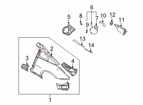 2004 Nissan 350Z Quarter Panel & Components, Exterior Trim Base-Filler Lid Diagram for 78120-CD000