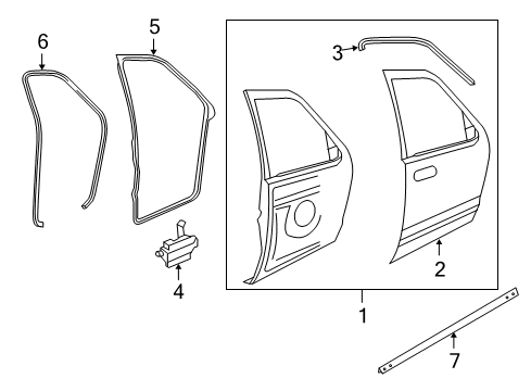 2010 Ford Explorer Sport Trac Front Door Lower Weatherstrip Diagram for 8A2Z-78253A44-A