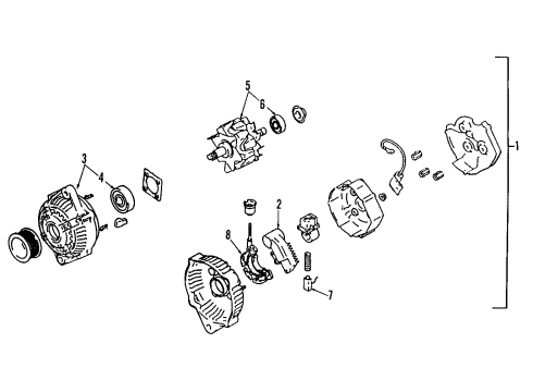 1995 Toyota Previa Alternator Regulator Assy, Generator Diagram for 27700-62010