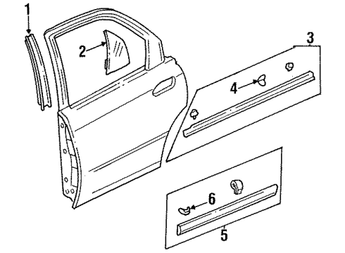 1996 Honda Accord Rear Door & Components, Exterior Trim Clip, Side Protector (B) Diagram for 75306-SV1-A01