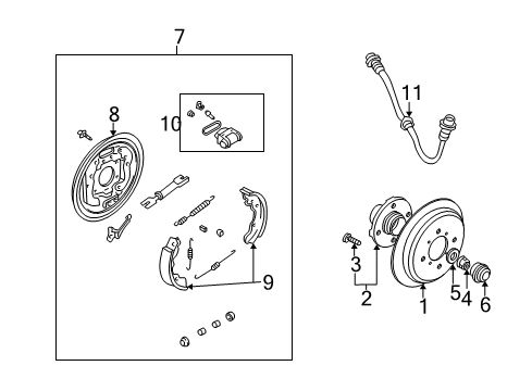 2003 Hyundai Elantra Brake Components Brake Assembly-Rear, LH Diagram for 58310-2D020