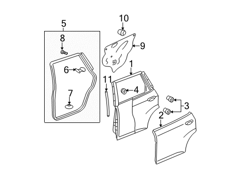 2008 Honda Fit Rear Door Regulator Assembly, Left Rear Door Diagram for 72752-SAA-J02