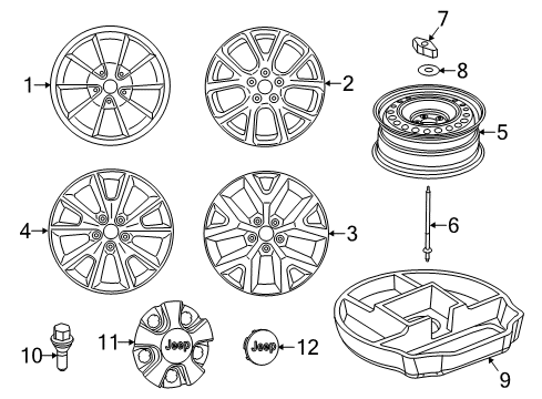 2018 Jeep Cherokee Wheels Aluminum Wheel Diagram for 1UT91RXFAB