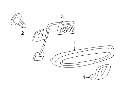 2004 Pontiac Bonneville High Mount Lamps High Mount Lamp Retainer Diagram for 25665596
