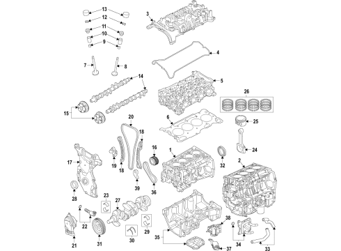 2021 Nissan Versa Engine Parts, Mounts, Cylinder Head & Valves, Camshaft & Timing, Variable Valve Timing, Oil Cooler, Oil Pan, Oil Pump, Crankshaft & Bearings, Pistons, Rings & Bearings Seal-Oil, Valve Diagram for 13207-5WK0A