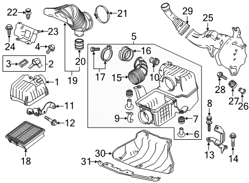 2016 Honda CR-Z Air Intake Element Assembly, Air Cleaner Diagram for 17220-RTW-000
