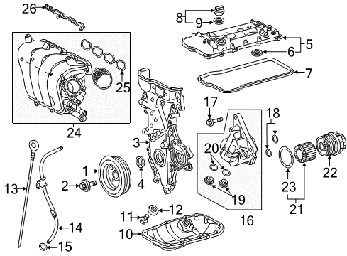 2019 Toyota C-HR Engine Parts, Mounts, Cylinder Head & Valves, Camshaft & Timing, Oil Pan, Oil Pump, Crankshaft & Bearings, Pistons, Rings & Bearings, Variable Valve Timing Filter Housing Plug Diagram for 90341-A0008