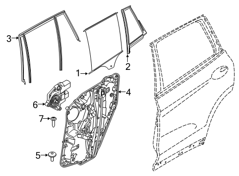 2021 BMW X7 Rear Door WINDOW GUIDE, LEFT REAR DOOR Diagram for 51357431135