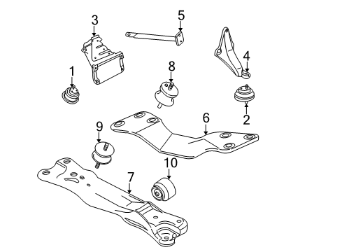 1997 BMW 528i Engine & Trans Mounting Support Diagram for 22111093110