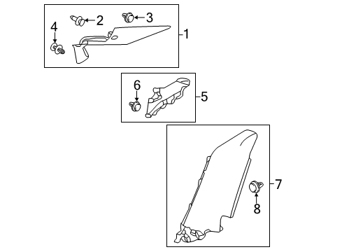 2019 Honda Civic Interior Trim - Quarter Panels Garnish Assy., R. Quarter Pillar (Lower) *NH882L* (PLATINUM GRAY) Diagram for 84132-TEG-J01ZB