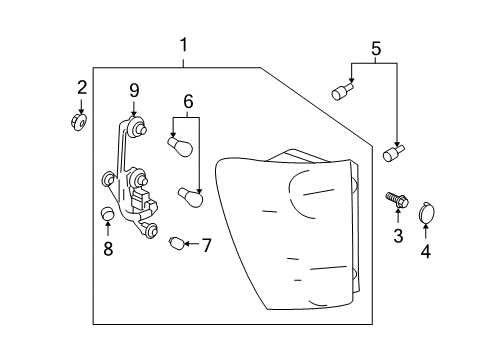 2009 Pontiac Torrent Tail Lamps Tail Lamp Assembly Diagram for 15929916