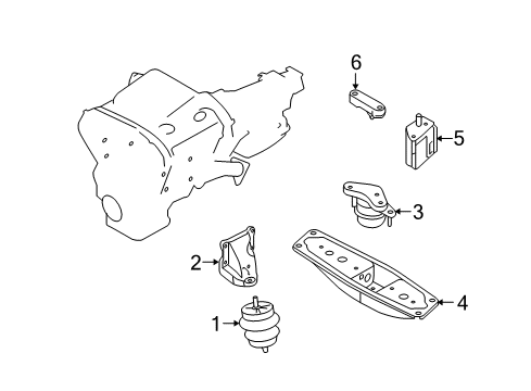 2015 Infiniti Q60 Engine & Trans Mounting Engine Mounting Bracket, Right Diagram for 11232-1PM0A
